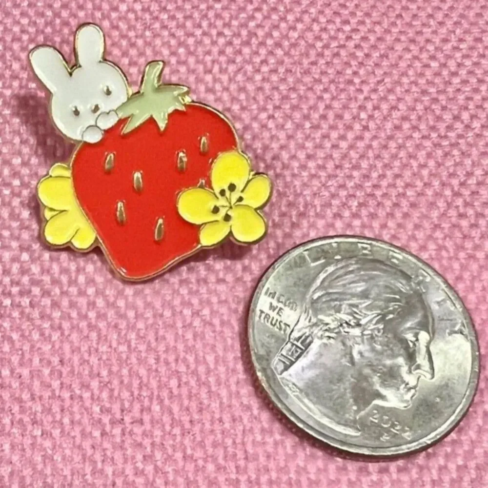 Kawaii Strawberry Bunny Enamel Pin